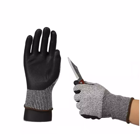High Quality 13G Anti- Cut Hppe Liner Sandy Nitrile Coated Safety Working Hand Gloves